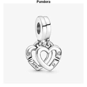 Pandora Linked Sister Hearts Split Dangle Charm